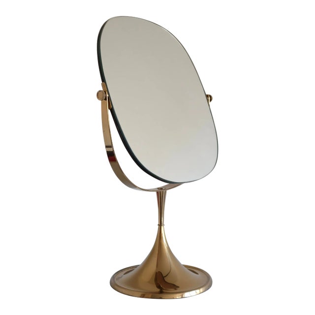 1960s Brass Table Mirror by Bergbom, Sweden For Sale