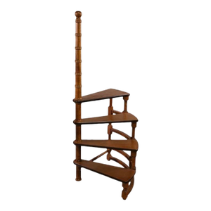 19th C Style French Walnut Spiral Library Stairs Ladder