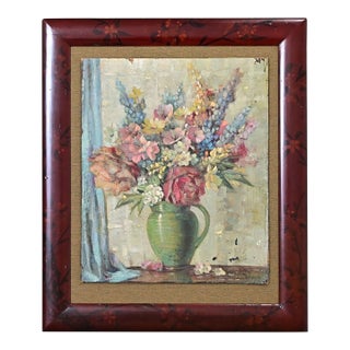 English Vintage Framed Floral Still-Life Painting For Sale