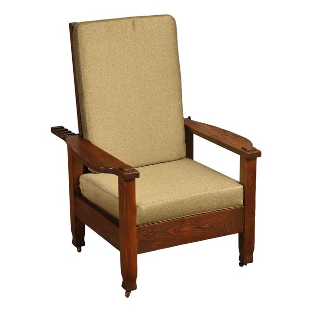 Antique Mission Oak Adjustable Morris Chair For Sale
