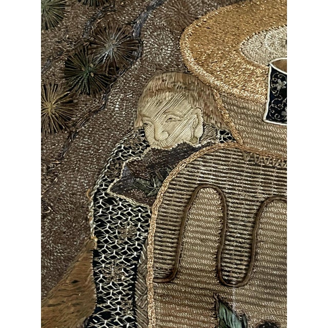 Japanese Silk Embroidery Tapestry Meiji Period For Sale - Image 11 of 18