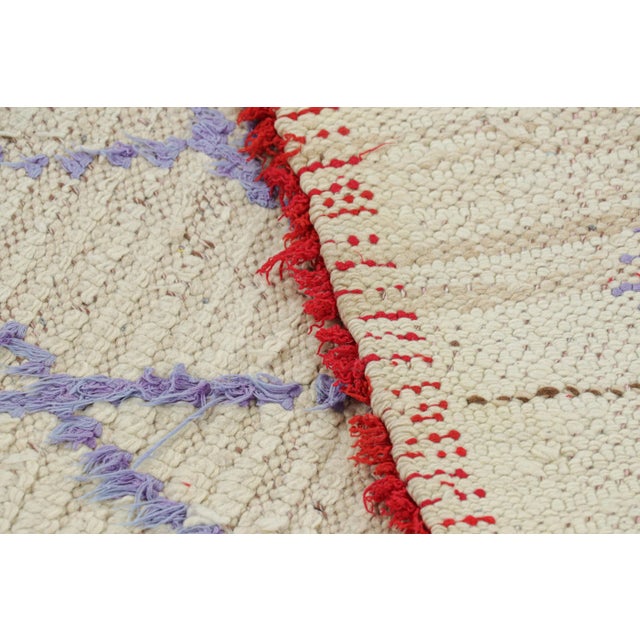 Textile Vintage Moroccan Runner Rug in White With Purple Lozenges, From Rug & Kilim For Sale - Image 7 of 7