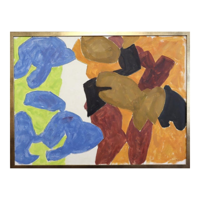 1965 Mid-Century Modern 'Forms in Motion' Vintage Abstract Oil Painting by Swedish Artist Ture Fabiansson (1910-1994), Framed For Sale
