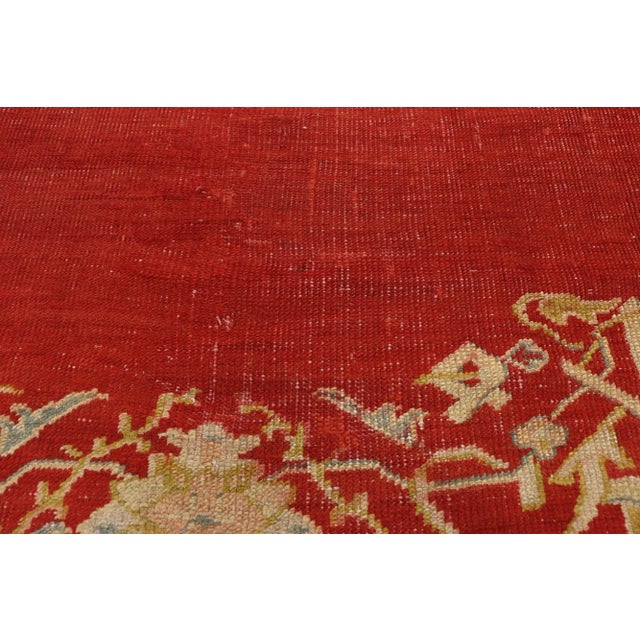Textile Antique Red Turkish Oushak Rug - 08'05 X 11'10 For Sale - Image 7 of 11