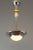- French Art Deco chandelier/pendant light; - Chromed brass frame with Ezan style relief glass dome; - Glass rods center....