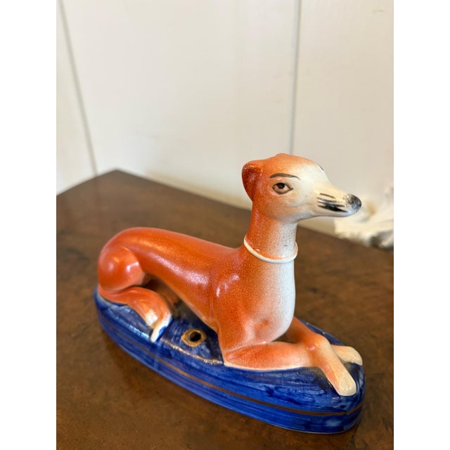 Antique Staffordshire Greyhound Inkwells, 1880s, Set of 2 For Sale - Image 3 of 10