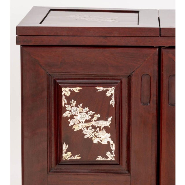 Chinese Chinese Mother-of-Pearl Inlay Rosewood Bar Cabinet For Sale - Image 3 of 11