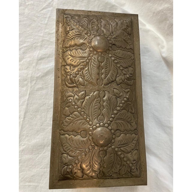 Vintage Sarreid Brass Rectangular Embossed Box For Sale In New York - Image 6 of 12
