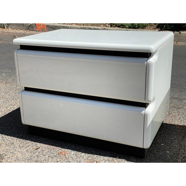 1980s Post Modern White Lacquered Rougier Nightstands - a Pair For Sale In Los Angeles - Image 6 of 12