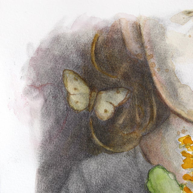Fields Brushed With Gold - Original Poetic Figurative Surrealist Watercolor and Graphite Painting For Sale - Image 4 of 5
