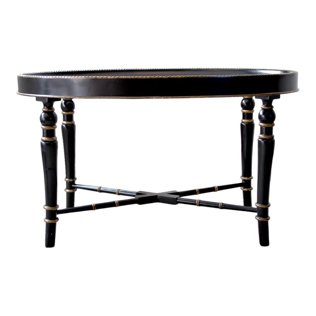 Hollywood Regency Black Coffee Table With Gold Trim Chairish