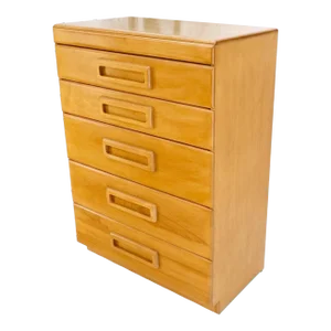 Russel Wright Conant Ball Mid-Century Modern Solid Birch High Chest Dresser