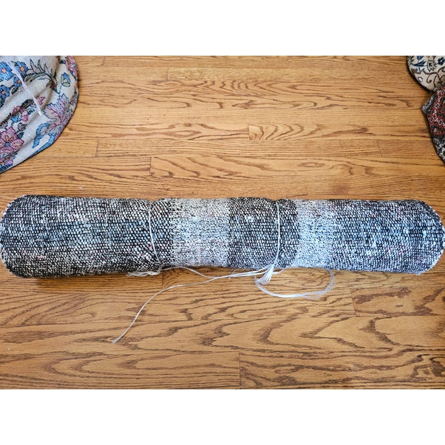 Vintage Turkish Kilim Rug, Handwoven Wool, Stripe Pattern, Ivory & Gray, 3x9 For Sale - Image 11 of 14
