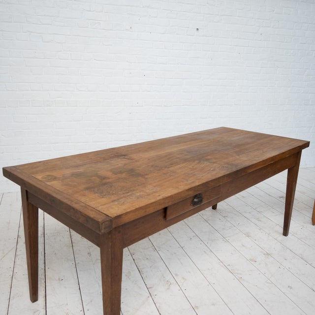 Tan Antique Farmhouse Table in Oak, 1900 For Sale - Image 8 of 10