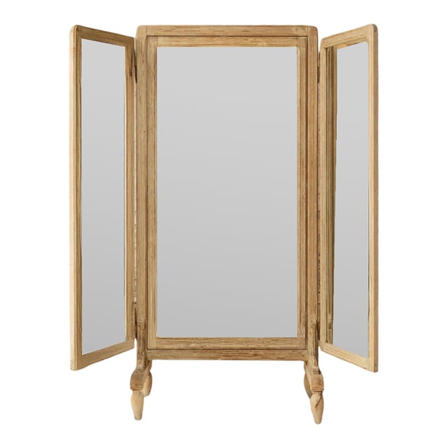19th Century French Oak Floor Mirror For Sale