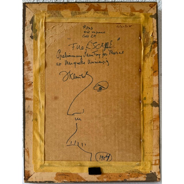 Frank Kleinholz (Brooklyn, 1901 - 1987) Original oil on panel painting titled "Fire Escape", a preliminary study for a...