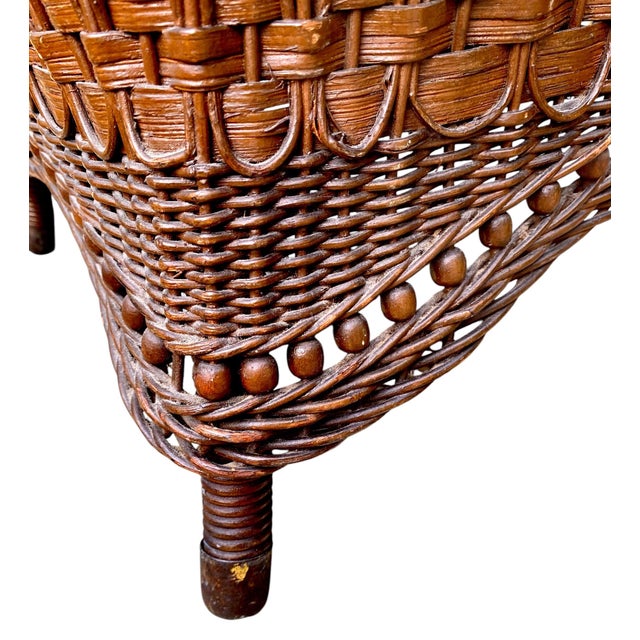 Antique 19th Century Heywood Wakefield Wicker Foot Stool Ottoman For Sale - Image 17 of 18