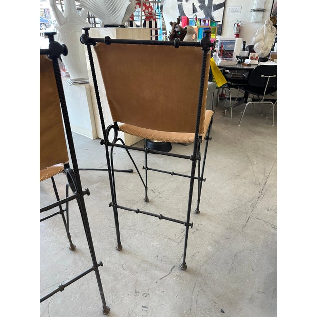 Ilana Goor Iron Leather Stool - A Pair For Sale - Image 12 of 12