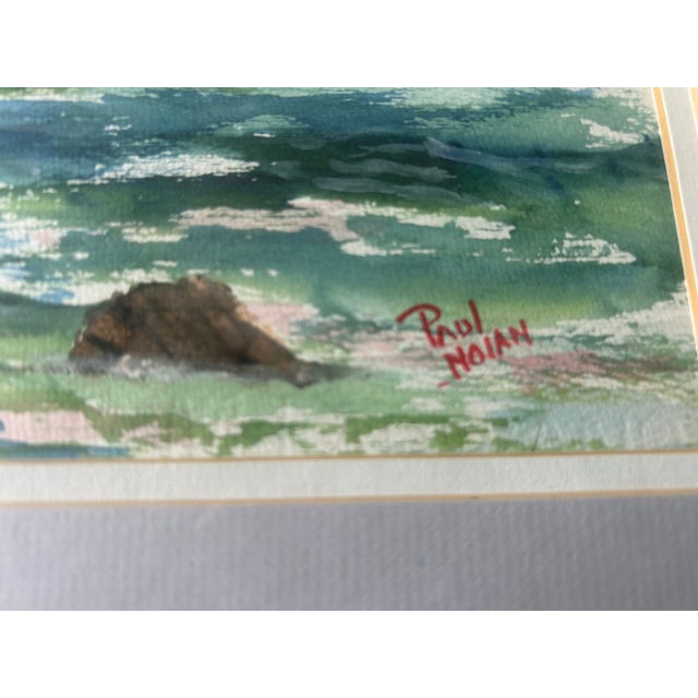 Late 20th Century Late 20th Century Original Paul Nolan Watercolor Coastal Harbor Scene, Signed New England Seascape, Framed 24” X 30” For Sale - Image 5 of 7