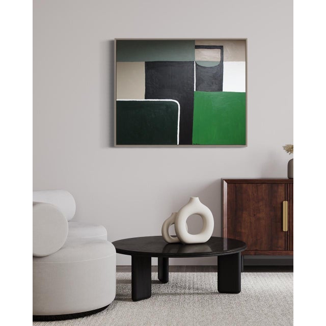 Add a touch of soothing sophistication to your home with this minimalist geometric canvas in soft green. Designed for...
