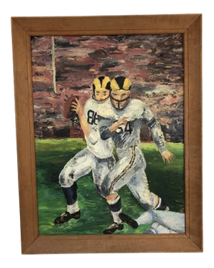 1960's Football Game Oil on Canvas