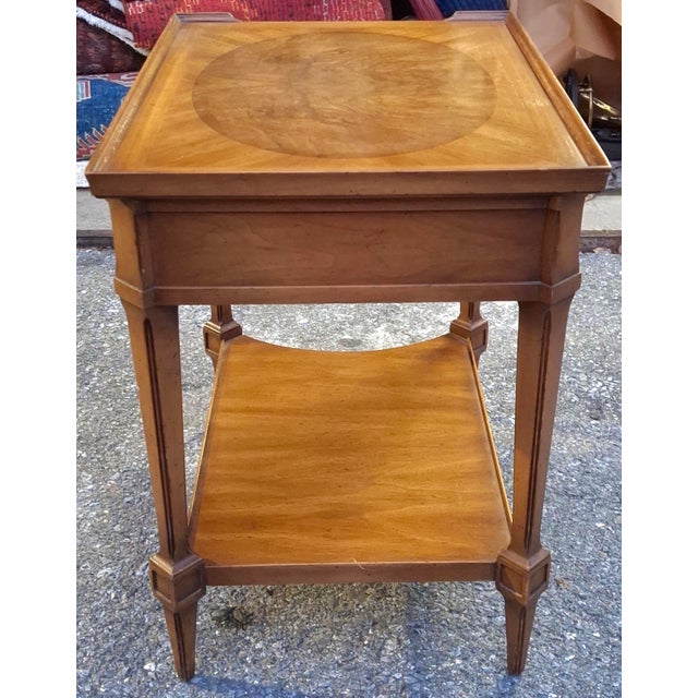 Tan Mid 20th Century Pair John Widdicomb Walnut and Burl Single Drawer Tiered Side Tables For Sale - Image 8 of 18