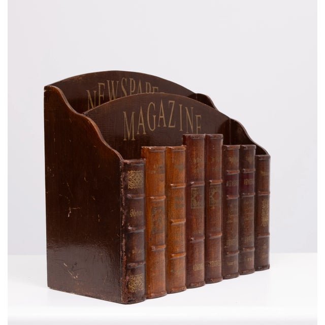 Mid-Century Modern Oak Faux Book Front Magazine Holder, 1970s For Sale - Image 3 of 8