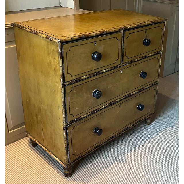 Antique 19th Century Regency Carved and Painted Faux Bamboo Chest of Drawers, England Circa 1830 For Sale - Image 18 of 18
