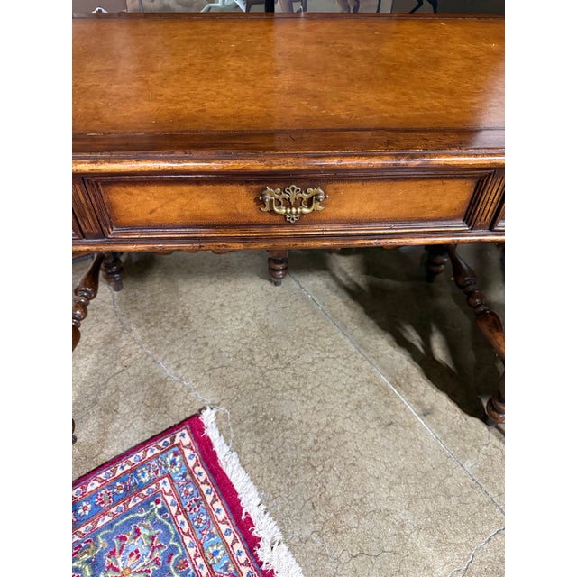 Late 20th Century English Barley Twist Leather Top Desk For Sale - Image 10 of 12
