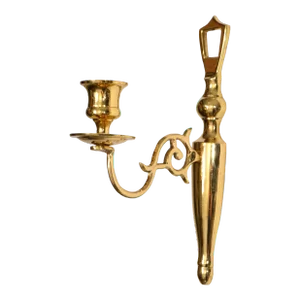 1980s Mid-Century Modern Polished Cast Brass Candle Holder Wall Sconce