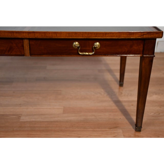 1930s 1930s English Regency Mahogany & Green Leather Top Coffee Table For Sale - Image 5 of 16