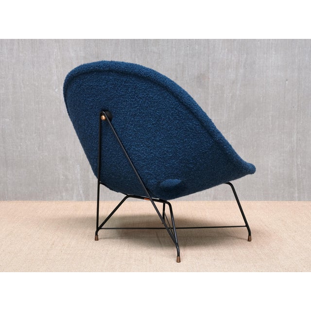 Kosmos Lounge Chair in Teal Pierre Frey Bouclé by Augusto Bozzi for Saporiti, 1950s For Sale - Image 6 of 16