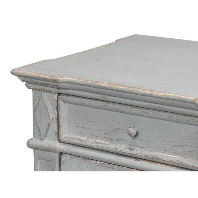 Blue French Provincial Sideboard with a Distressed Blue-Grey Finish For Sale - Image 8 of 11