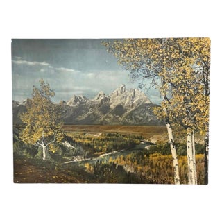 Vintage Mountain Landscape Photographic Print on Board, Autumn Scenic Wall Art.. For Sale