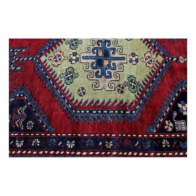 Red 1960s Persian Hamedan Runner Rug 4’0″ X 10’7″ For Sale - Image 8 of 11