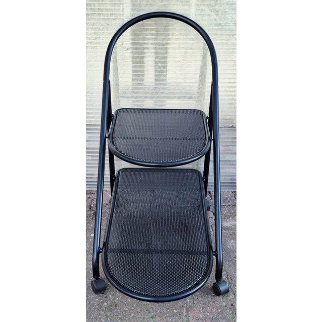 Postmodern Metal Serving Trolley in Black Lacquered Metal, 1980s For Sale - Image 6 of 8