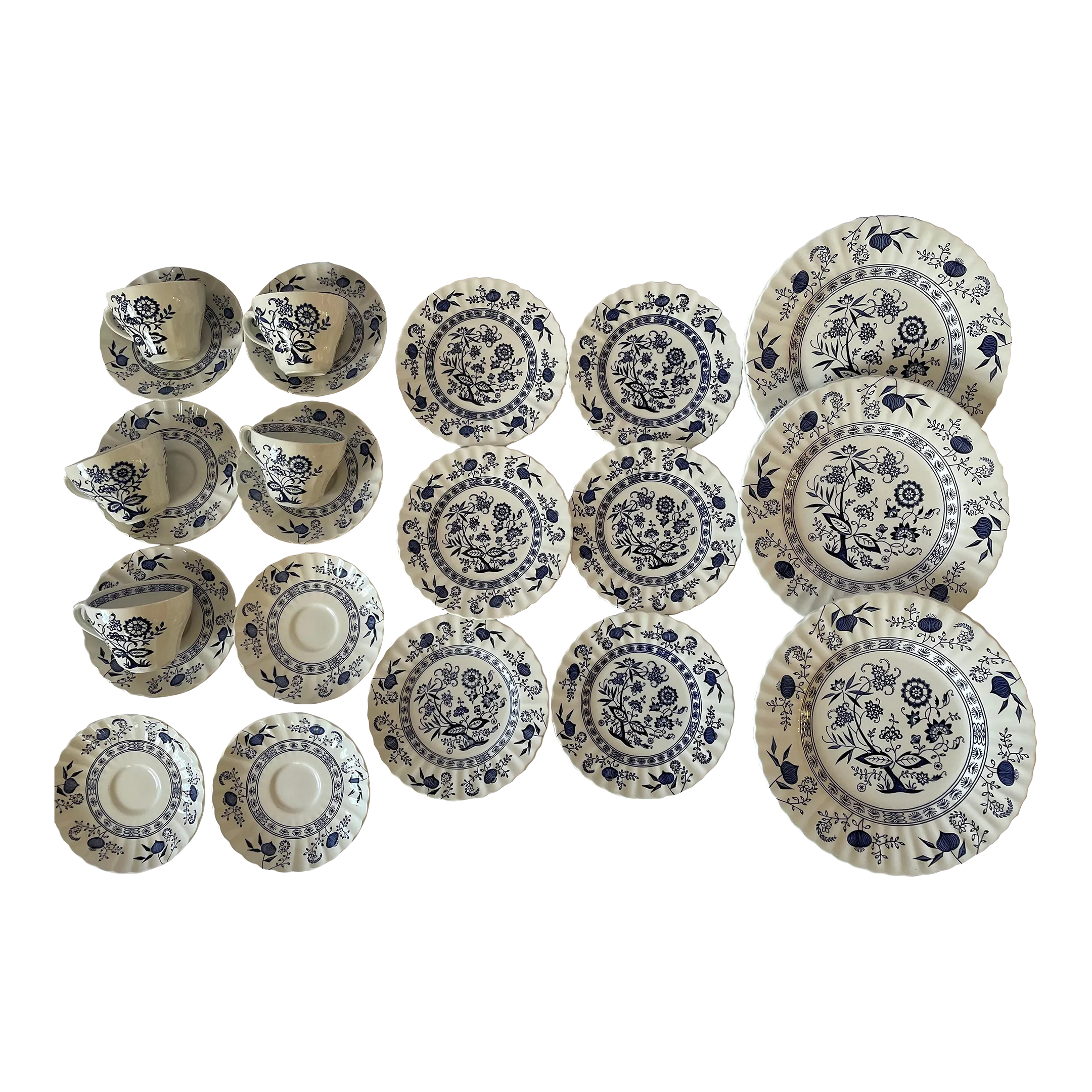 Vintage J & G Meakin Classic White Blue Nordic Dinner Pieces- 24