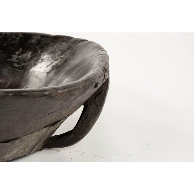 1960s Large Primitive Bowl Hand-Carved With Handle From Hardwood For Sale - Image 5 of 8
