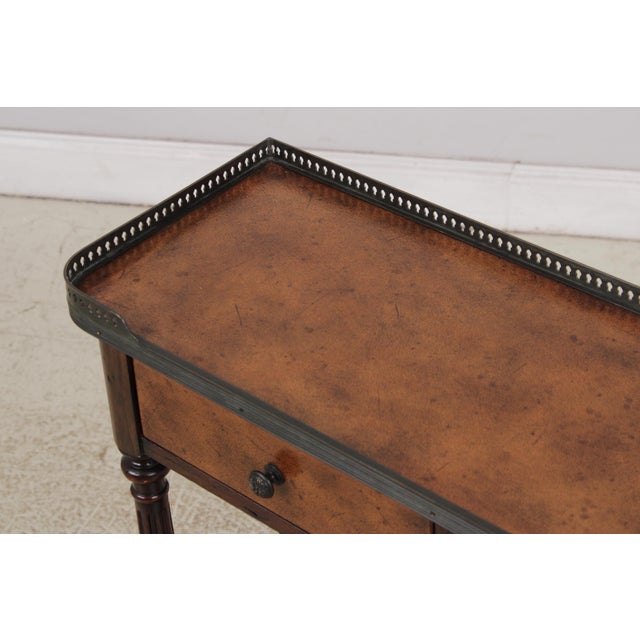 Theodore Alexander 2 Tier Leather Wrapped Console Table For Sale - Image 14 of 16