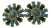 1960s Pair of Circle Earrings in Turq/Green/CZS For Sale