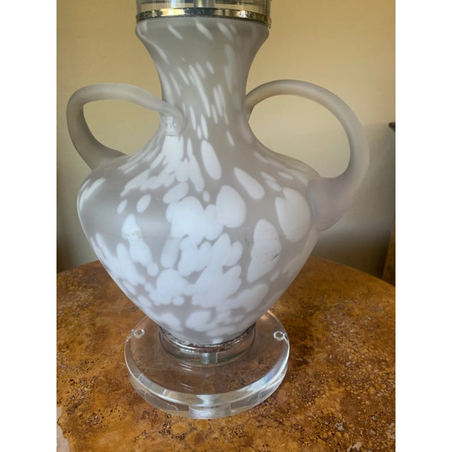 Mid-Century Modern Mid-Century Glass Table Lamp with Acrylic Base For Sale - Image 3 of 7