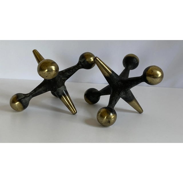 1960's Mid Century Bill Curry Jacks Bookends/Sculpture in Antique Brass Finish - a Pair For Sale - Image 9 of 9