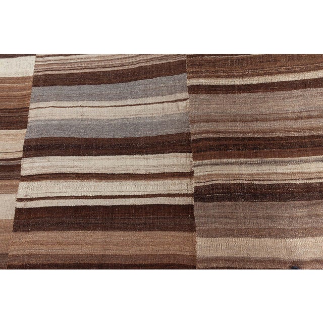 Doris Leslie Blau Vintage Striped Light Beige Hand-Knotted Wool Rug For Sale - Image 9 of 11