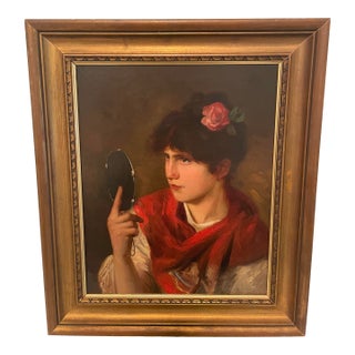 Late 19th Century American Munich School Portrait of a Woman by Richard Creifelds For Sale