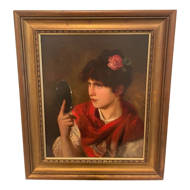 Late 19th Century American Munich School Portrait of a Woman by Richard Creifelds For Sale