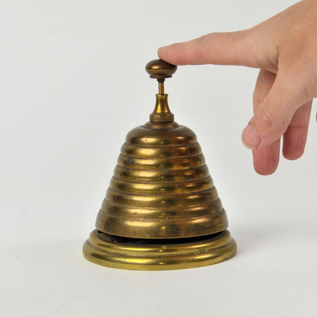 Metal Victorian Brass Beehive Bell Late 1800's Courtesy Countertop Bell For Sale - Image 7 of 9