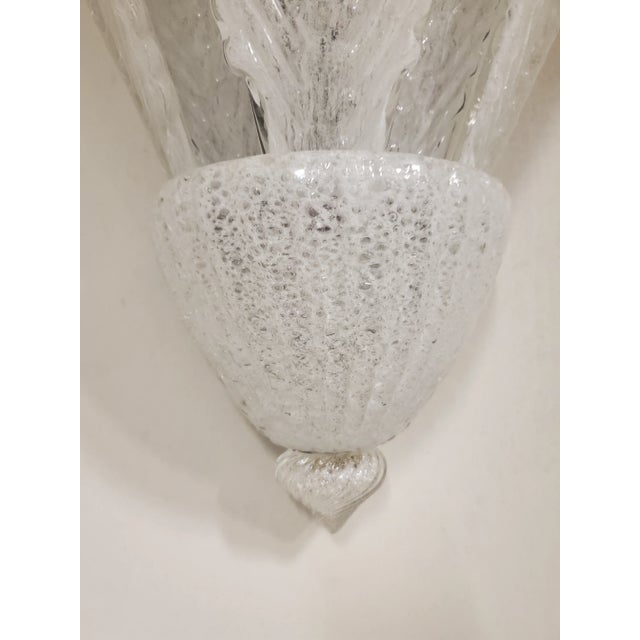 Set of Four Large Two Tier Handblown Murano Feather Sconces by Barovier Et Toso For Sale In New York - Image 6 of 12