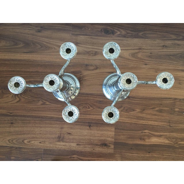 Pair of Four-Armed Art Deco Candlesticks, 1930s-1940s, Sweden For Sale - Image 4 of 8