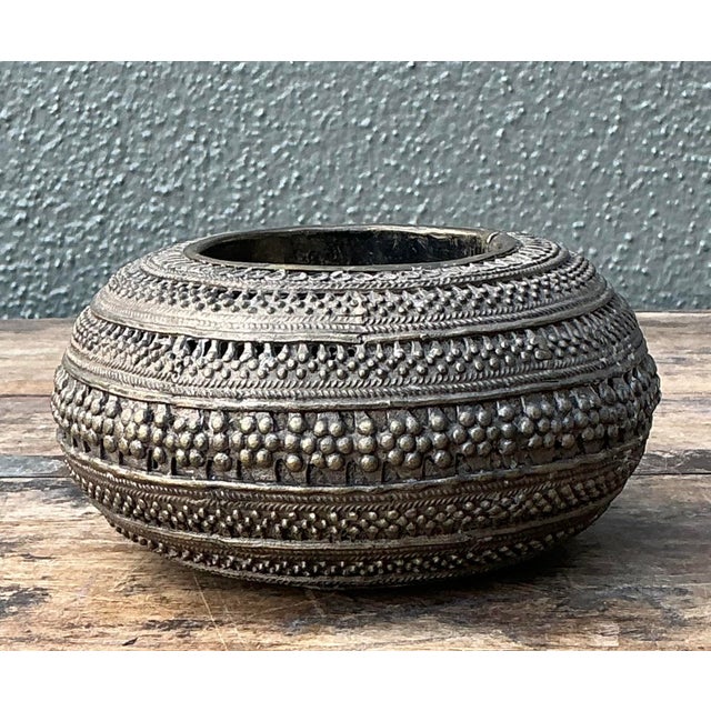 Metal Vintage Engraved Brass Bowl For Sale - Image 7 of 12