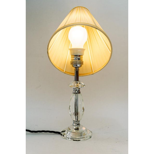 Gold Glass Table Lamp with Chrome Parts and Fabric Shade, Vienna, 1960s For Sale - Image 8 of 11